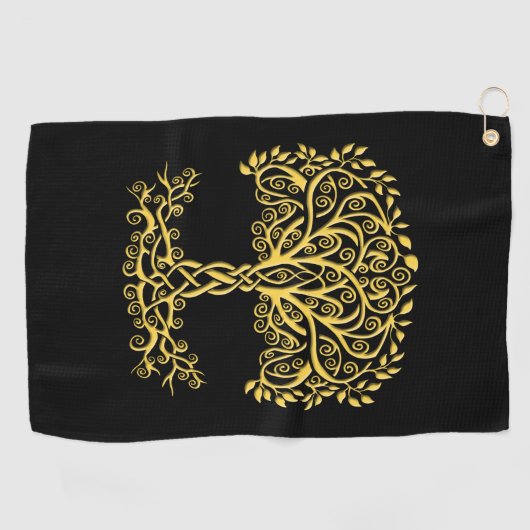 Serviette De Golf Arbre Celtique Jaune (Horizontal)