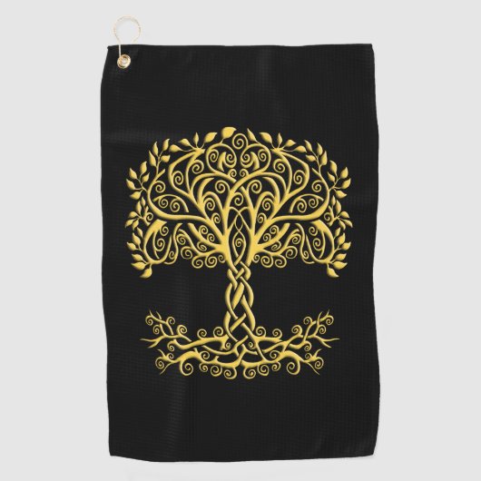 Serviette De Golf Arbre Celtique Jaune (Devant)