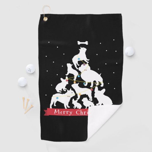 Serviette De Golf Arbre de Noël à Chien-taureau (En situation)