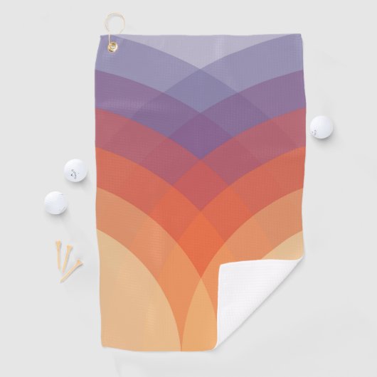 Serviette De Golf Arches pastel violettes, orange et bleues (En situation)