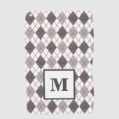 Serviette De Golf Argyle à carreaux rouge gris argent Golf Monogramm (Devant)