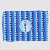 Serviette De Golf Argyle Bleu, Bleu Marine, Bleu Ciel, Bleu Clair Mo (Horizontal)