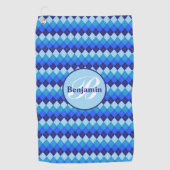 Serviette De Golf Argyle Bleu, Bleu Marine, Bleu Ciel, Bleu Clair Mo (Devant)