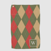 Serviette De Golf Argyle personnalisé – Vert de l'armée, monogramme (Devant)