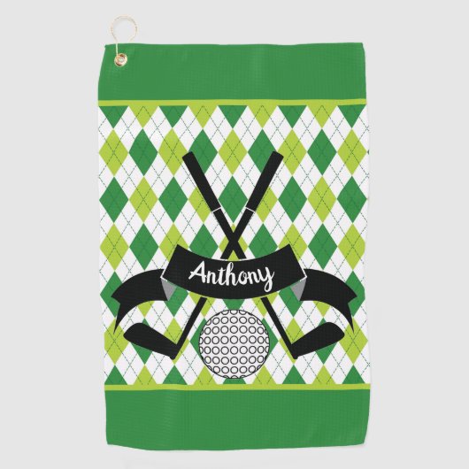 Serviette De Golf Argyle vert personnalisé (Devant)