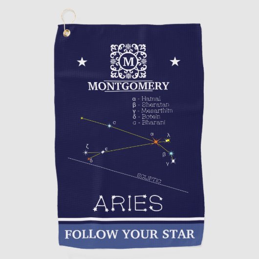 Serviette De Golf Aries de Zodiac Constellation (Devant)
