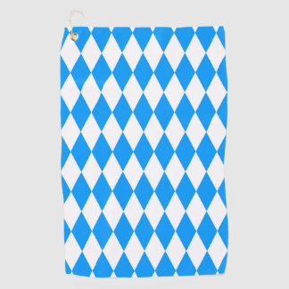 Serviette De Golf Arlequin bleu blanc Diamants Checkers Design