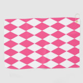 Serviette De Golf Arlequin rose blanc Diamants Checkers Design (Horizontal)