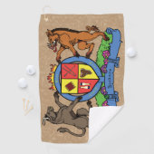 Serviette De Golf Armoiries de barbecue Rampant Bull et Boar (En situation)