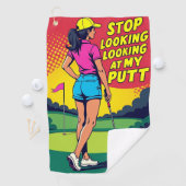 Serviette de golf "Arrêtez de regarder mon putt" (En situation)