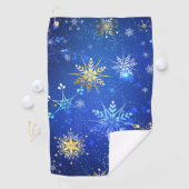 Serviette De Golf Arrière - plan Bleu XMAS avec des flocons de neige (En situation)