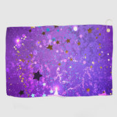 Serviette De Golf Arrière - plan de feuille violet avec étoiles (Horizontal)