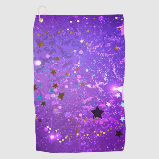 Serviette De Golf Arrière - plan de feuille violet avec étoiles (Devant)
