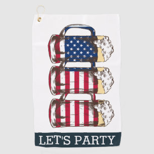 Serviette De Golf ARRIÈRE-PLAN DU PARTI AMERICAN Beer LETS