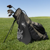 Serviette De Golf Arrière - plan noir de la tribu des tortues blanch (Vert)