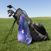 Serviette De Golf Arrière - plan spatial avec étoiles (Vert)