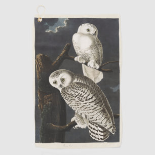Serviette De Golf Art ancien d'oiseau de nuit, chouette blanche d'Au