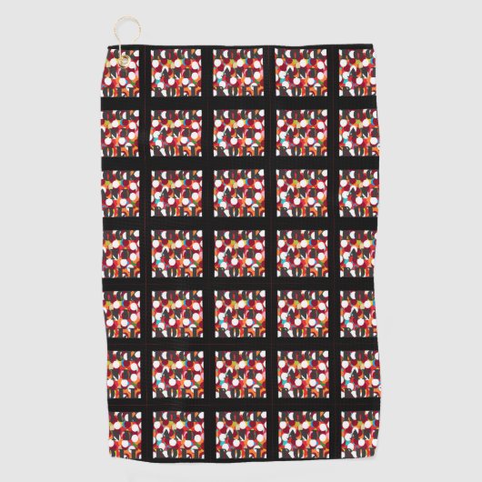 Serviette De Golf Art carré à motif noir (Devant)