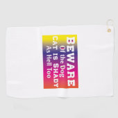 Serviette De Golf Art Chat Méfiez-Vous Du Chien (Horizontal)