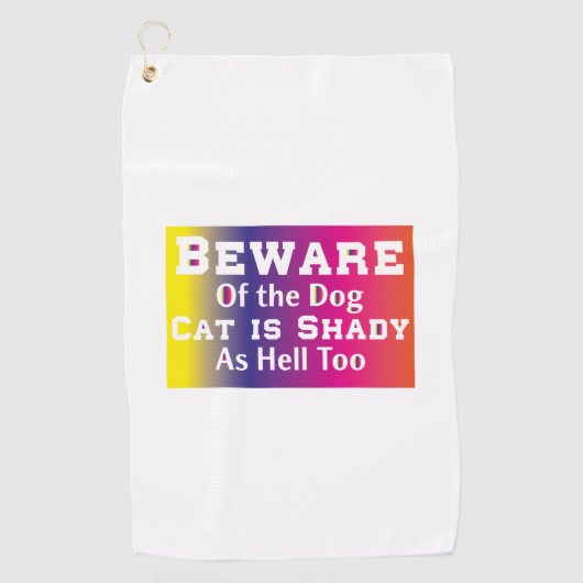 Serviette De Golf Art Chat Méfiez-Vous Du Chien (Devant)