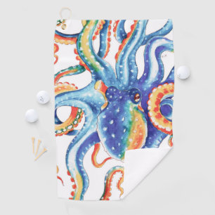 Serviette De Golf Art coloré d'aquarelle de poulpe