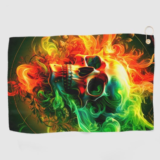 Serviette De Golf Art crâne (Horizontal)