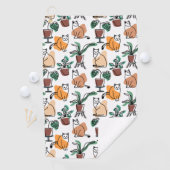 Serviette De Golf Art de trait dessin chats et fleurs (En situation)