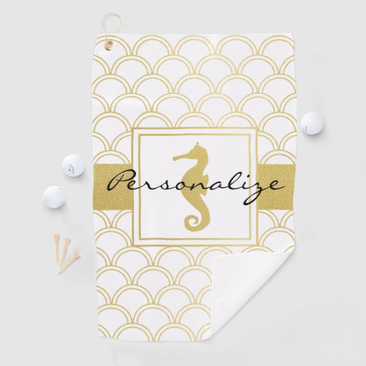 Serviette De Golf Art Déco Ocean Wave Motif Gold Parties scintillant (En situation)