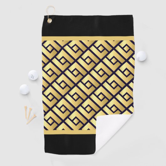 Serviette De Golf Art Déco Or Et Noir (En situation)