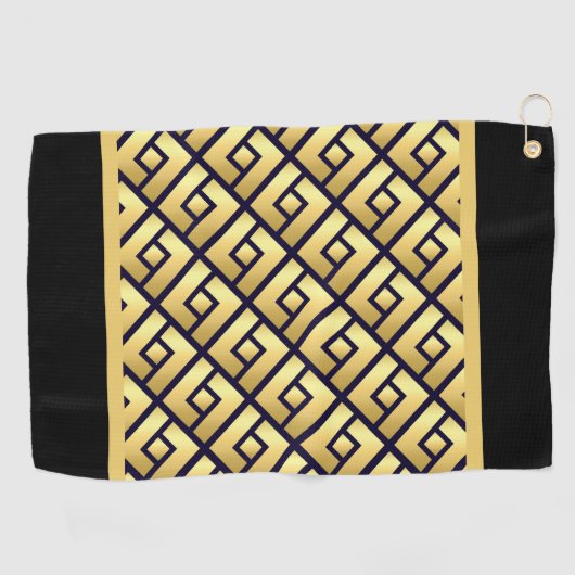 Serviette De Golf Art Déco Or Et Noir (Horizontal)