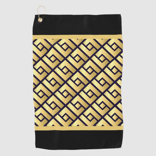 Serviette De Golf Art Déco Or Et Noir (Devant)