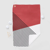 Serviette De Golf Art géométrique simple noir, blanc et rouge (En situation)