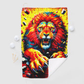 Serviette De Golf Art Lion (En situation)