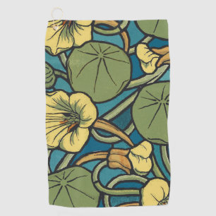Serviette De Golf Art Nouveau Nasturtium Bleu Or floral Verneuil