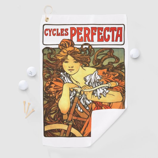 Serviette De Golf Art Nouveau Vélo Mucha Art (En situation)