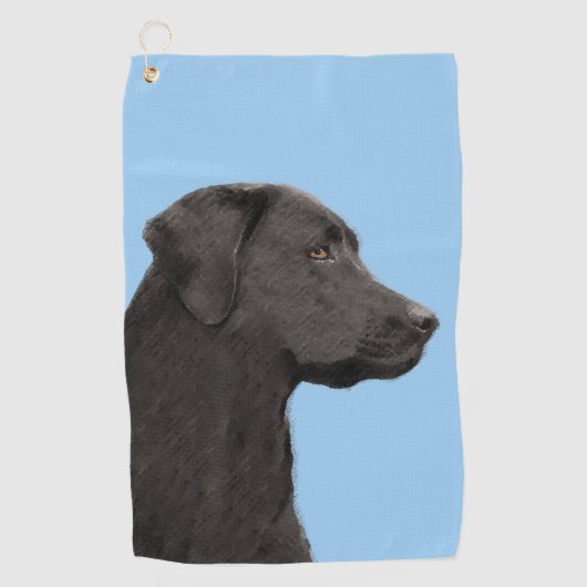 Serviette De Golf Art original de chien de peintre noir de Labrador  (Devant)