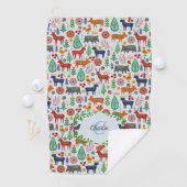 Serviette De Golf Art populaire scandinave Monogramme Motif Boho Mod (En situation)
