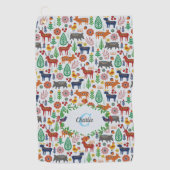 Serviette De Golf Art populaire scandinave Monogramme Motif Boho Mod (Devant)