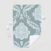 Serviette De Golf Art Rococo Damassé I Bleu de Canard + Turquoise (En situation)