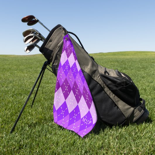 Serviette De Golf Arygle violet avec poinçonnage blanc Personnalisé (Vert)