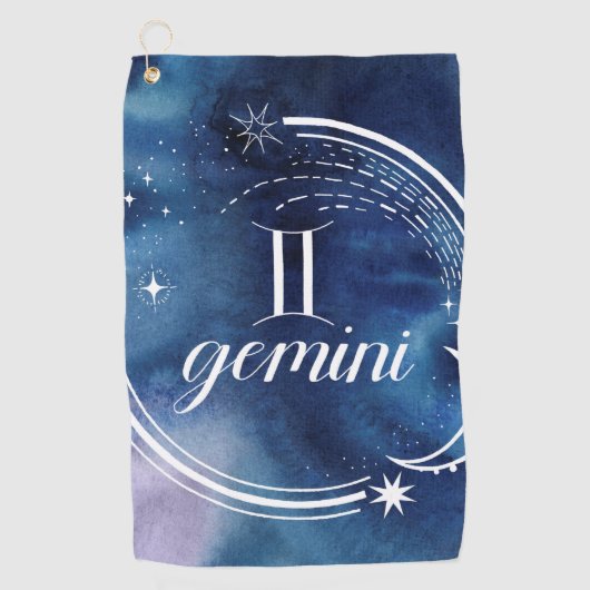 Serviette De Golf Astrologie aquarelle - Gemini (Devant)