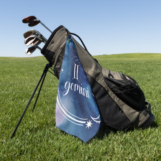 Serviette De Golf Astrologie aquarelle - Gemini (Vert)