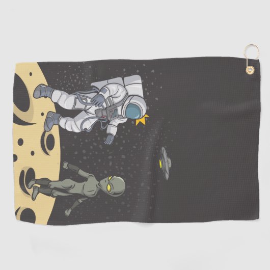 Serviette De Golf Astronaute et alien (Horizontal)