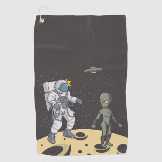 Serviette De Golf Astronaute et extraterrestre (Devant)
