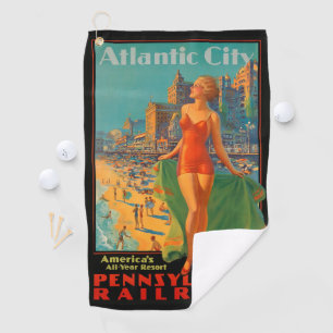 Serviette De Golf Atlantic City Beach Beauté Vintage Art