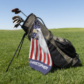 Serviette De Golf Attaquer l'aigle, le drapeau américain, patriotiqu (Vert)