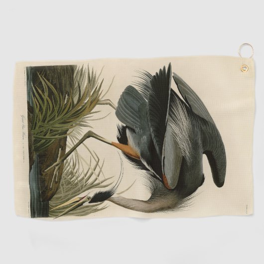 Serviette De Golf Audubon Great Blue Heron Marsh Bird (Horizontal)