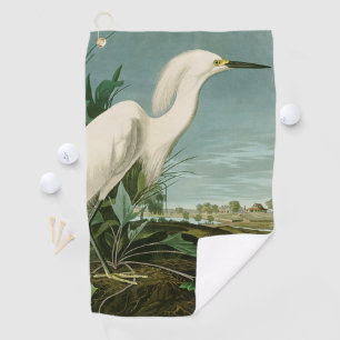 Serviette De Golf Audubon Héron de neige Oiseaux d'aigrettes blanche