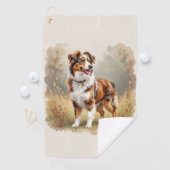 Serviette De Golf Australian Shepherd Dog Red Merle Aussie (En situation)