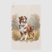 Serviette De Golf Australian Shepherd Dog Red Merle Aussie (Devant)